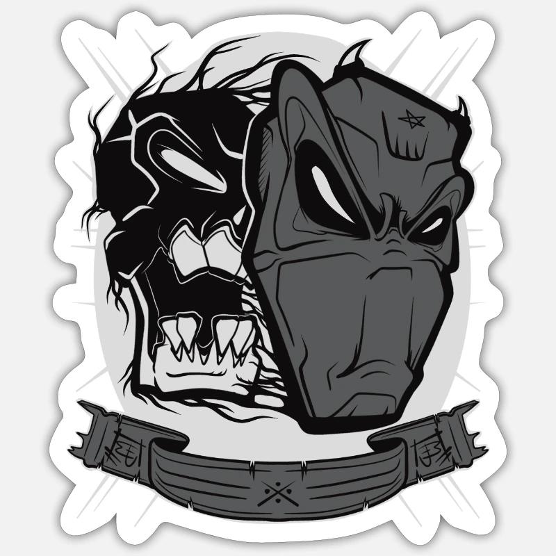 Masque du diable - Sticker taille S (10 x 10 cm) - blanc mat