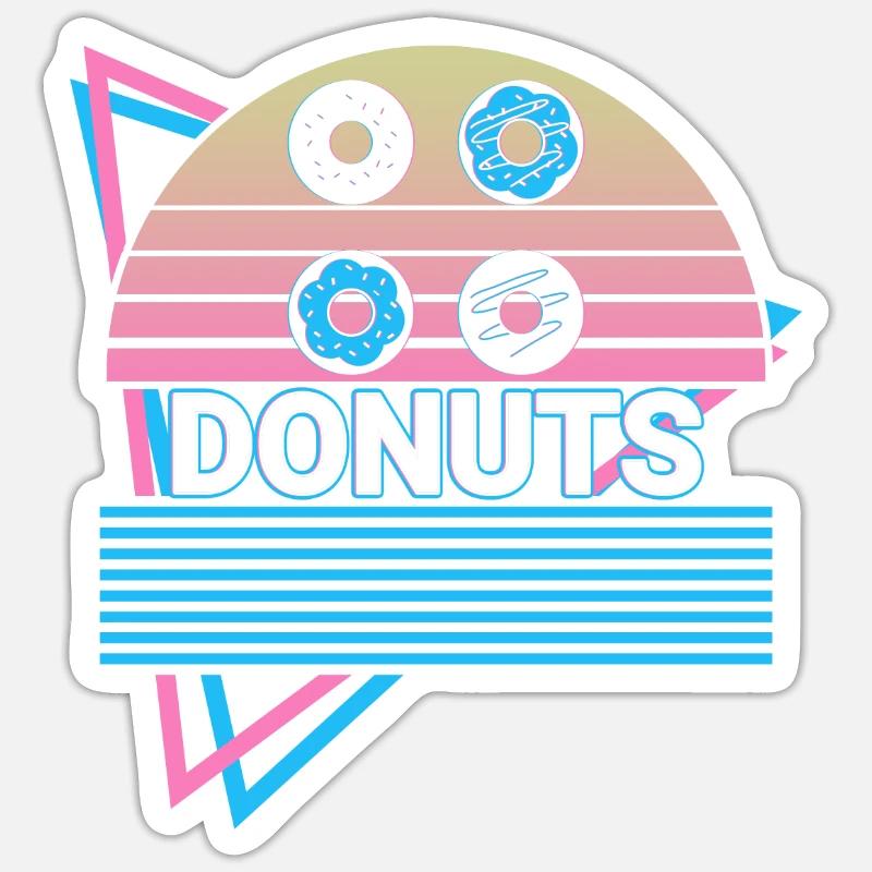 Donuts Retro Donut - Sticker size S (10 x 10 cm) - white matte