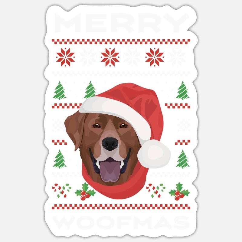 Joyeux Noël Labrador - Sticker taille S (10 x 10 cm) - blanc mat