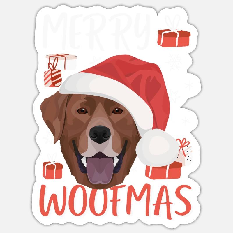 Joyeux Noël Labrador - Sticker taille S (10 x 10 cm) - blanc mat
