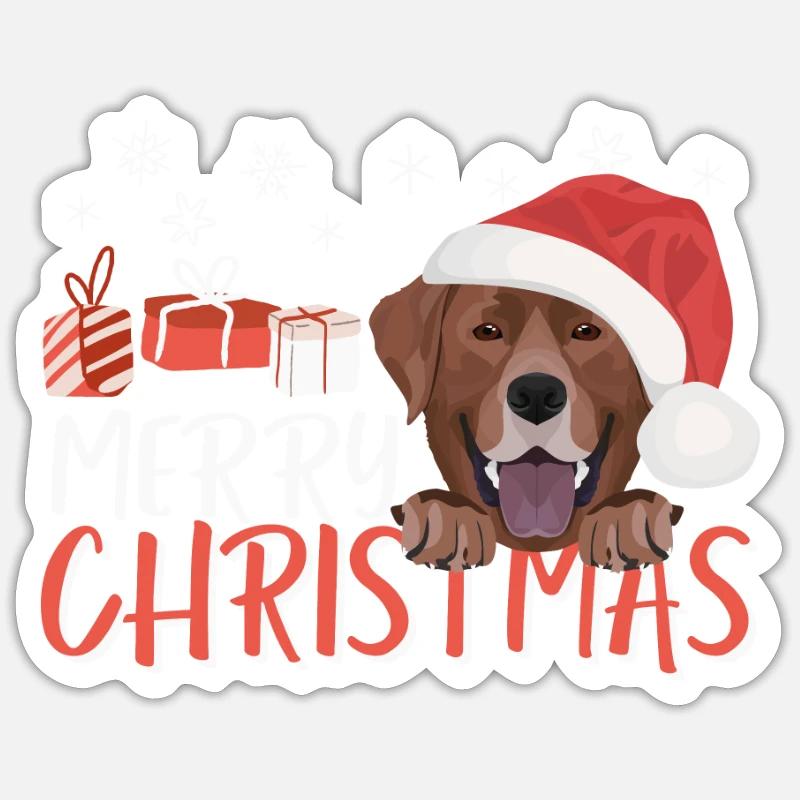 Joyeux Noël Labrador - Sticker taille S (10 x 10 cm) - blanc mat