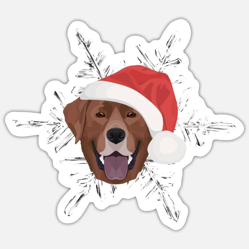 Joyeux Noël Labrador - Sticker taille S (10 x 10 cm) - blanc mat