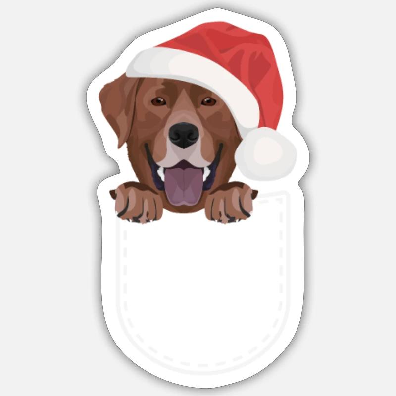 Joyeux Noël Labrador - Sticker taille S (10 x 10 cm) - blanc mat