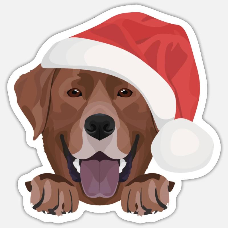 Joyeux Noël Labrador - Sticker taille S (10 x 10 cm) - blanc mat