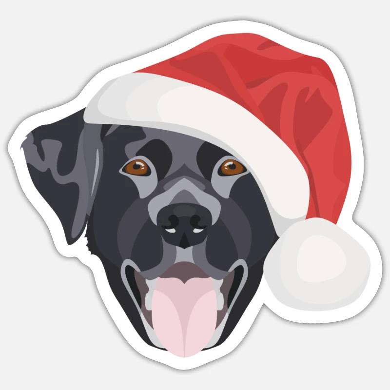 Joyeux Noël Labrador - Sticker taille S (10 x 10 cm) - blanc mat