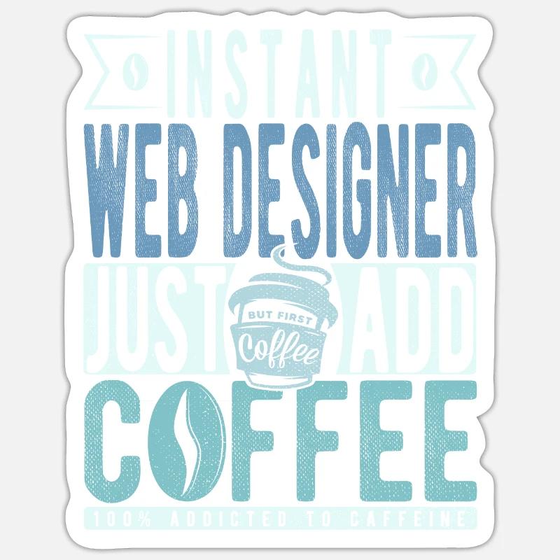 Citation Webdesigner Coffee - Sticker taille S (10 x 10 cm) - blanc mat
