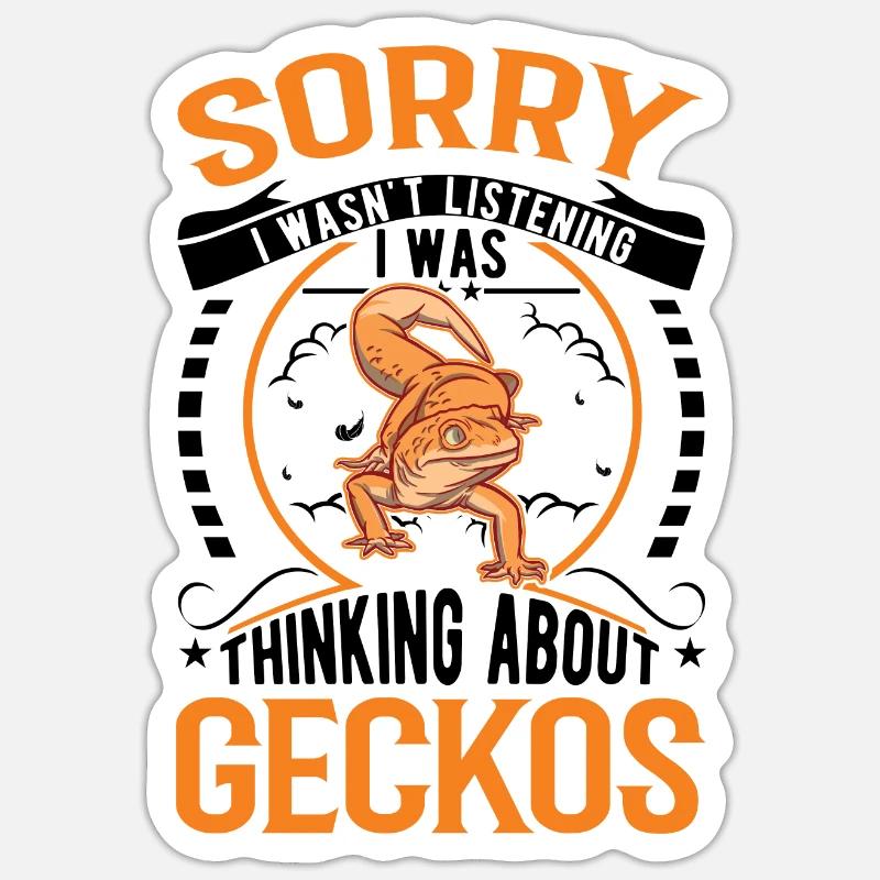Gecko Geschenk Leopardgecko - Sticker Größe S (10 x 10 cm) - Mattweiß