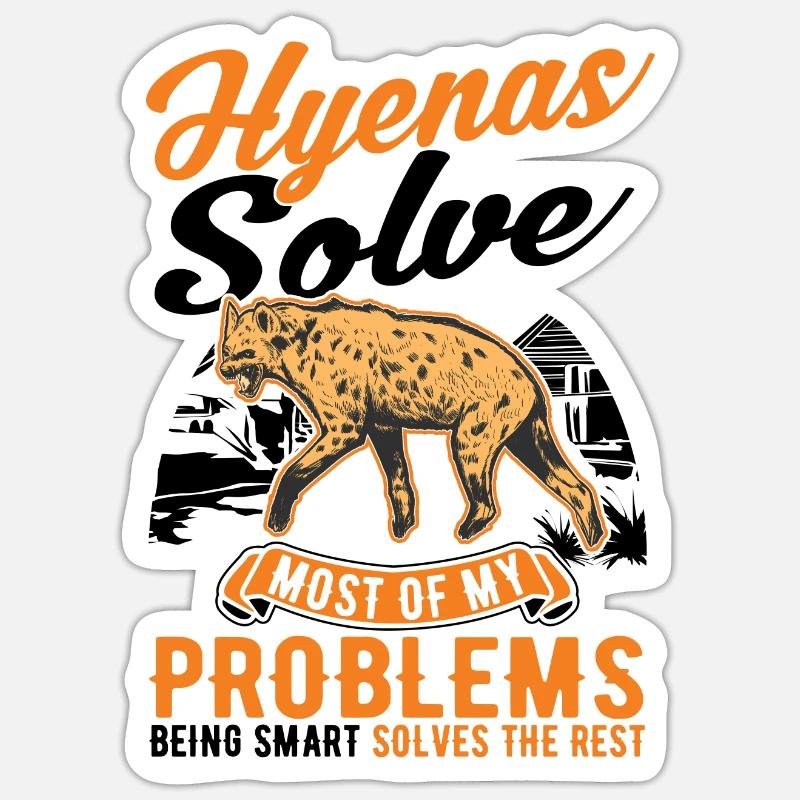 Hyäne Geschenk Erdwolf Hyena - Sticker Größe S (10 x 10 cm) - Mattweiß