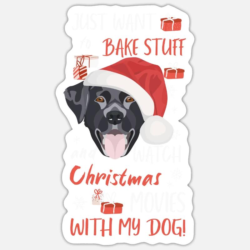 Joyeux Noël Labrador - Sticker taille S (10 x 10 cm) - blanc mat