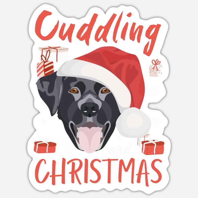 Joyeux Noël Labrador - Sticker taille S (10 x 10 cm) - blanc mat