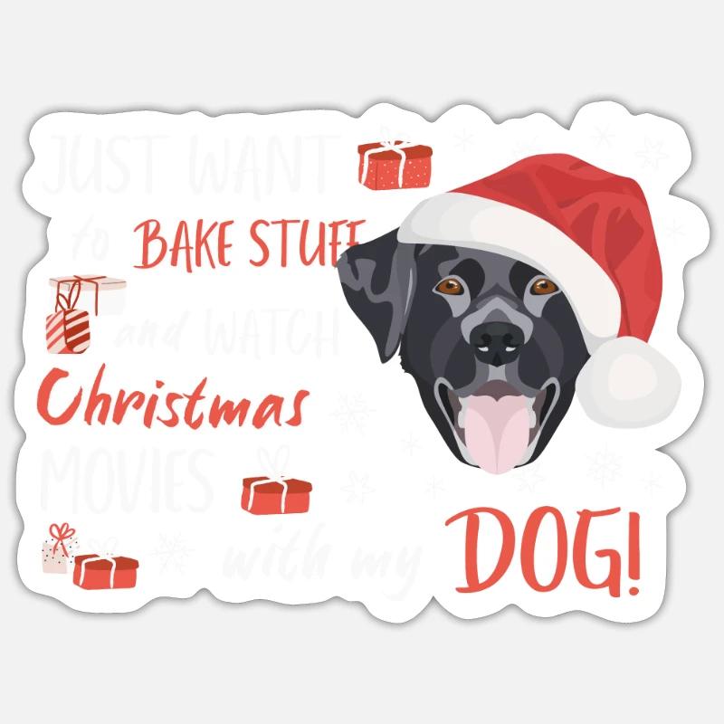 Joyeux Noël Labrador - Sticker taille S (10 x 10 cm) - blanc mat