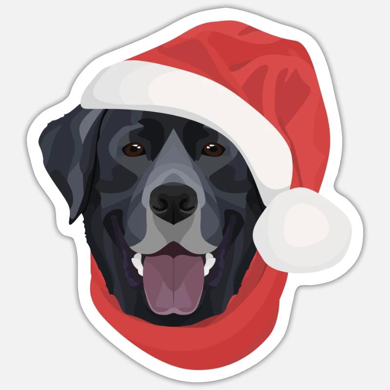 Joyeux Noël Labrador - Sticker taille S (10 x 10 cm) - blanc mat