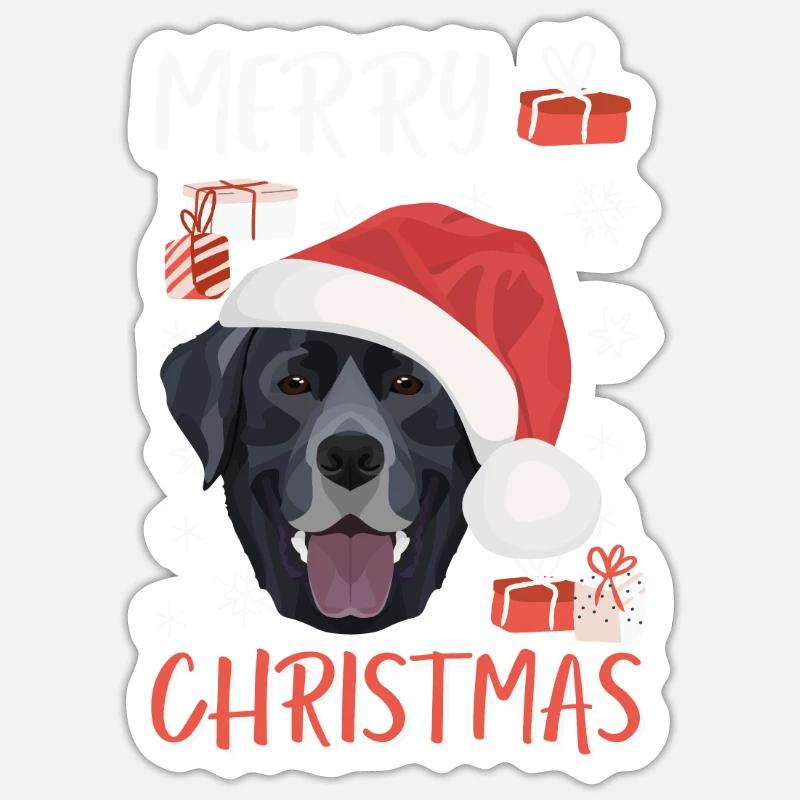 Joyeux Noël Labrador - Sticker taille S (10 x 10 cm) - blanc mat