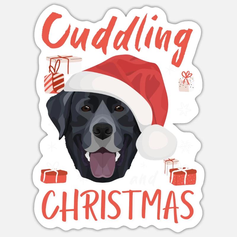Joyeux Noël Labrador - Sticker taille S (10 x 10 cm) - blanc mat