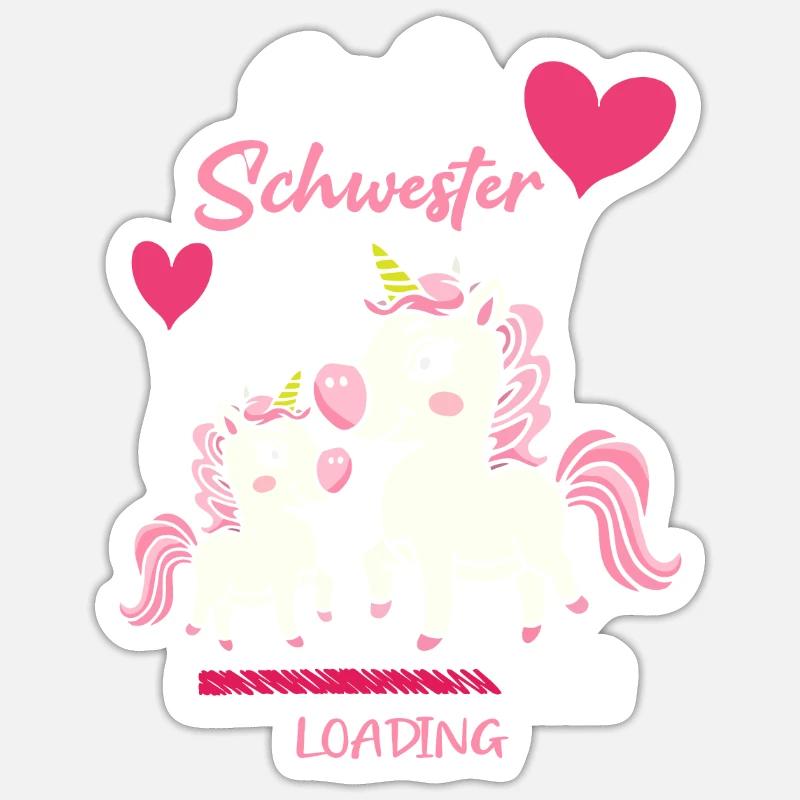 Große Schwester Loading Einhorn Luftballon Sticker Größe S (10 x 10 cm)