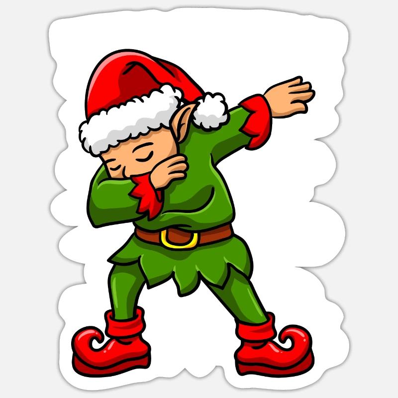 Dabbing Santa Elfe - Sticker size S (10 x 10 cm) - white matte