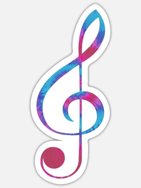 Notenschlüssel ich liebe Musik Noten - Sticker Größe S (10 x 10 cm) - Mattweiß