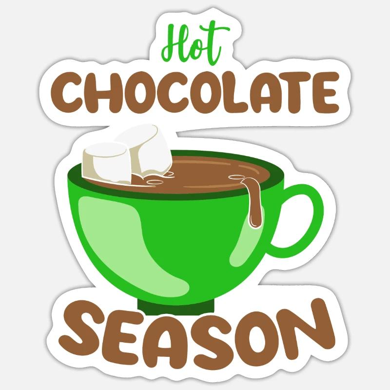 Chocolat de Noël - Sticker taille S (10 x 10 cm) - blanc mat