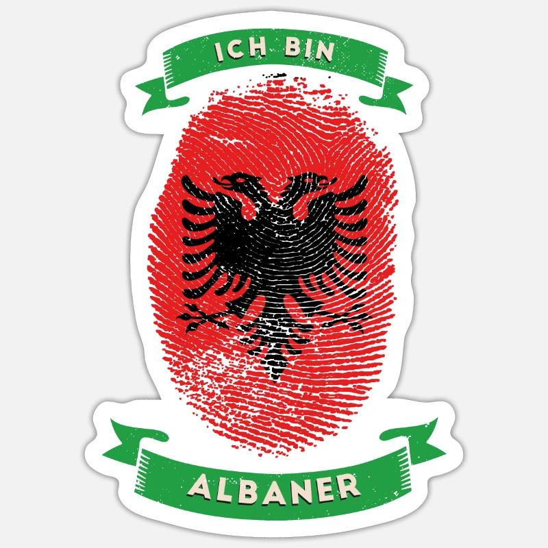 Drapeau ADN albanais dactyloscopique - Sticker taille S (10 x 10 cm) - blanc mat