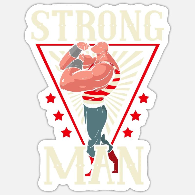 Accessoires de fête de cirque - Strong Man - Sticker taille S (10 x 10 cm) - blanc mat