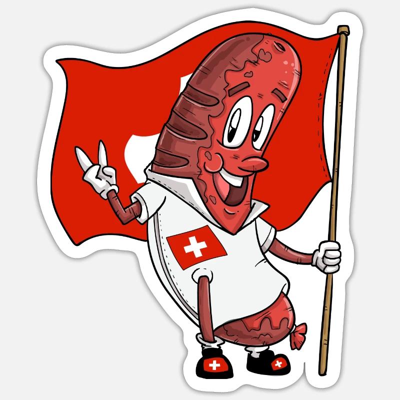 Swiss Pork Bratwurst - Sticker size S (10 x 10 cm) - white matte