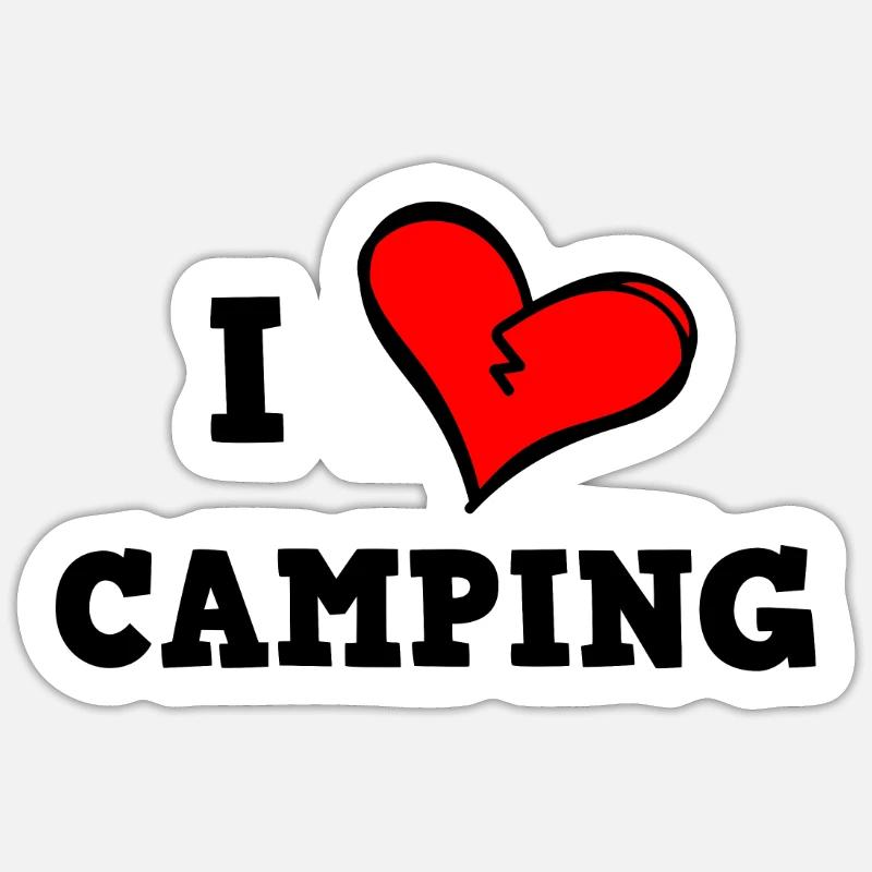 J’adore le camping - Sticker taille S (10 x 10 cm) - blanc mat