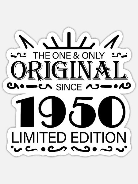 1950 - Baujahr 1950 - Jahrgang 1950 - Sticker Größe S (10 x 10 cm) - Mattweiß