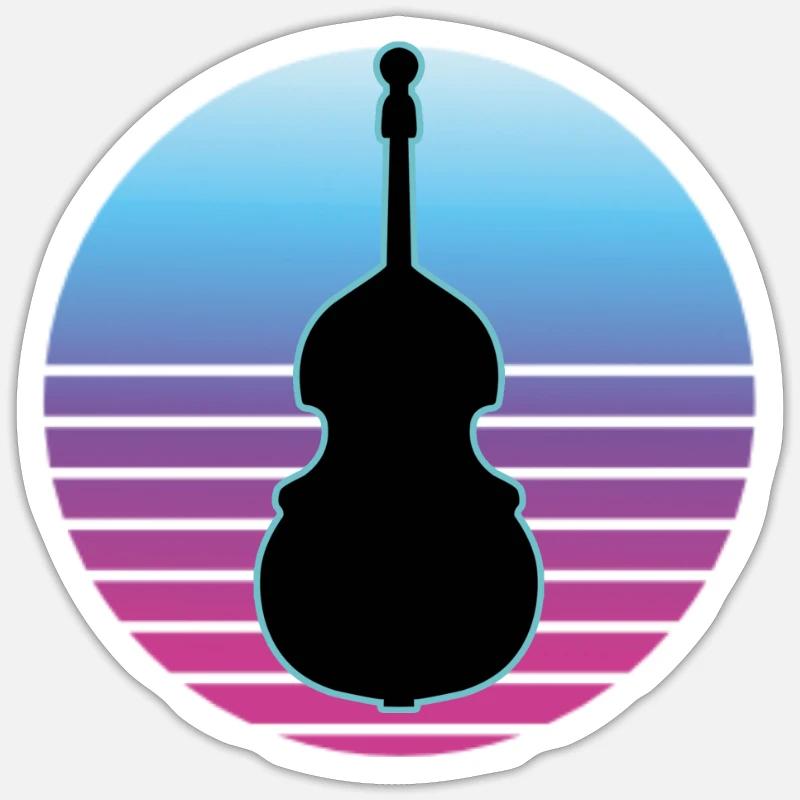 Contrebasse - Sticker taille S (10 x 10 cm) - blanc mat