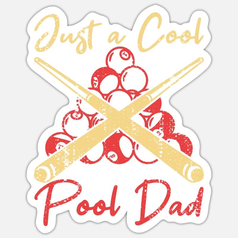 Papa Billard - Sticker taille S (10 x 10 cm) - blanc mat