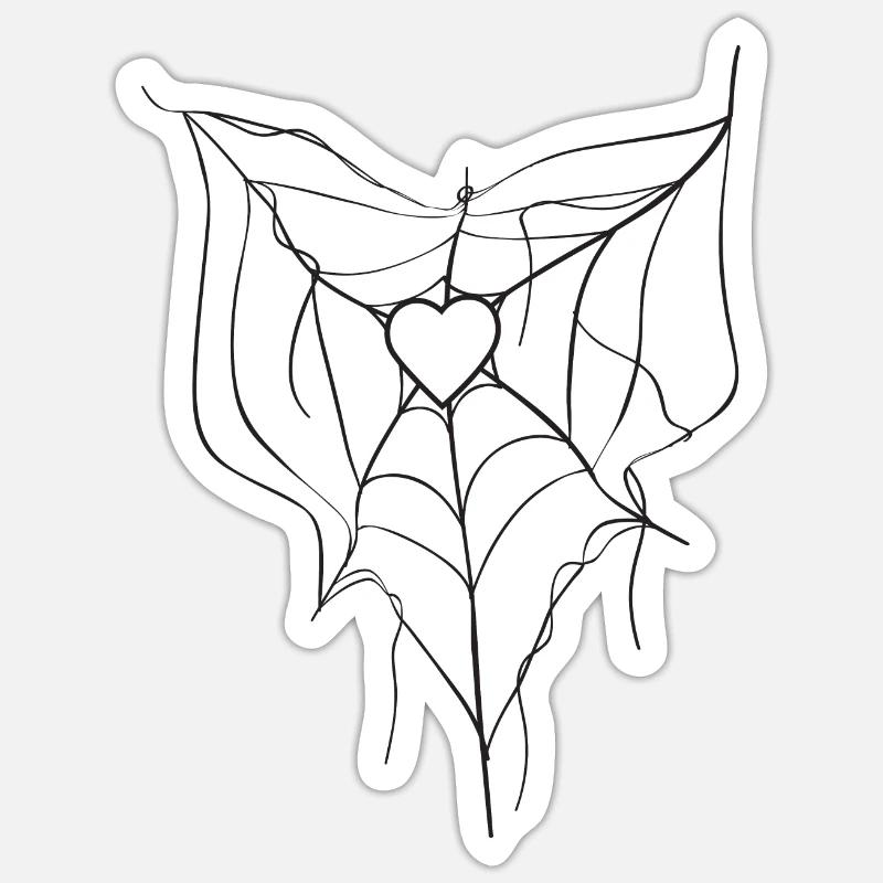 Spider Web Heart Gothic Goth Spider Net Sticker Größe S (10 x 10 cm)