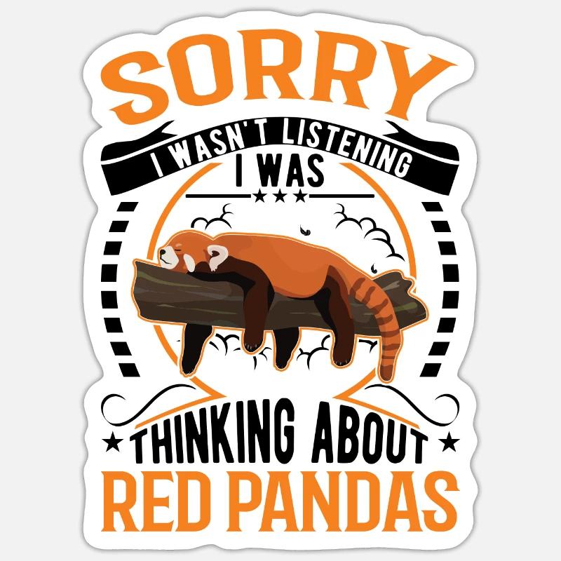 Red Panda Cadeau Panda Rouge - Sticker taille S (10 x 10 cm) - blanc mat