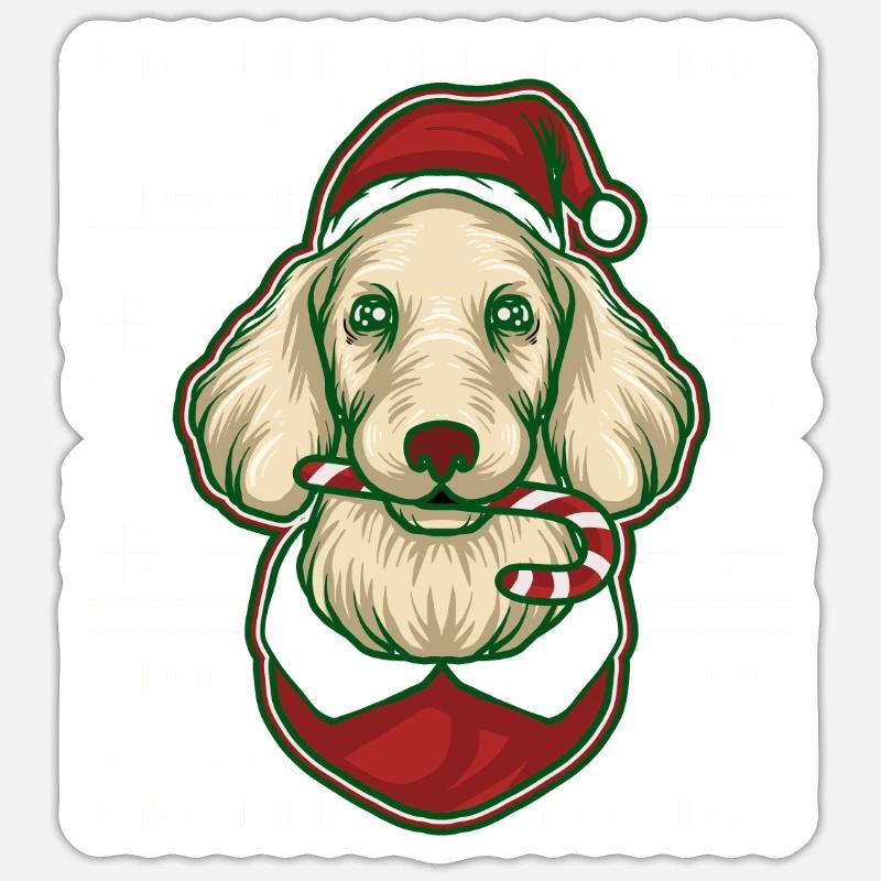 Pull de Noël moche Tshirt Chien de Noël Sticker taille S (10 x 10 cm)