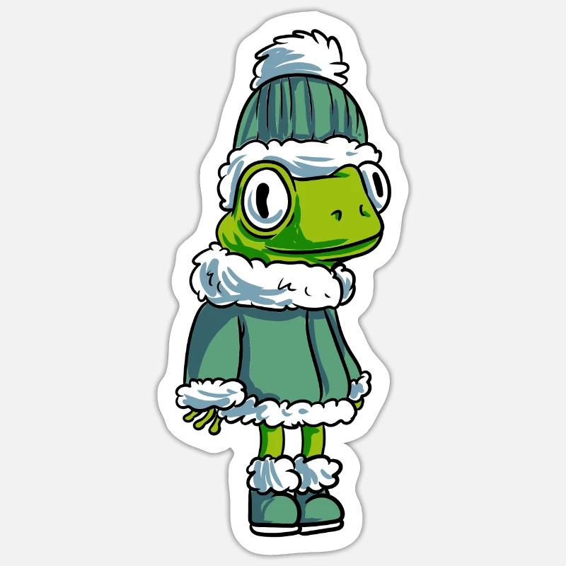Winter Frog Toad Sticker size S (10 x 10 cm)