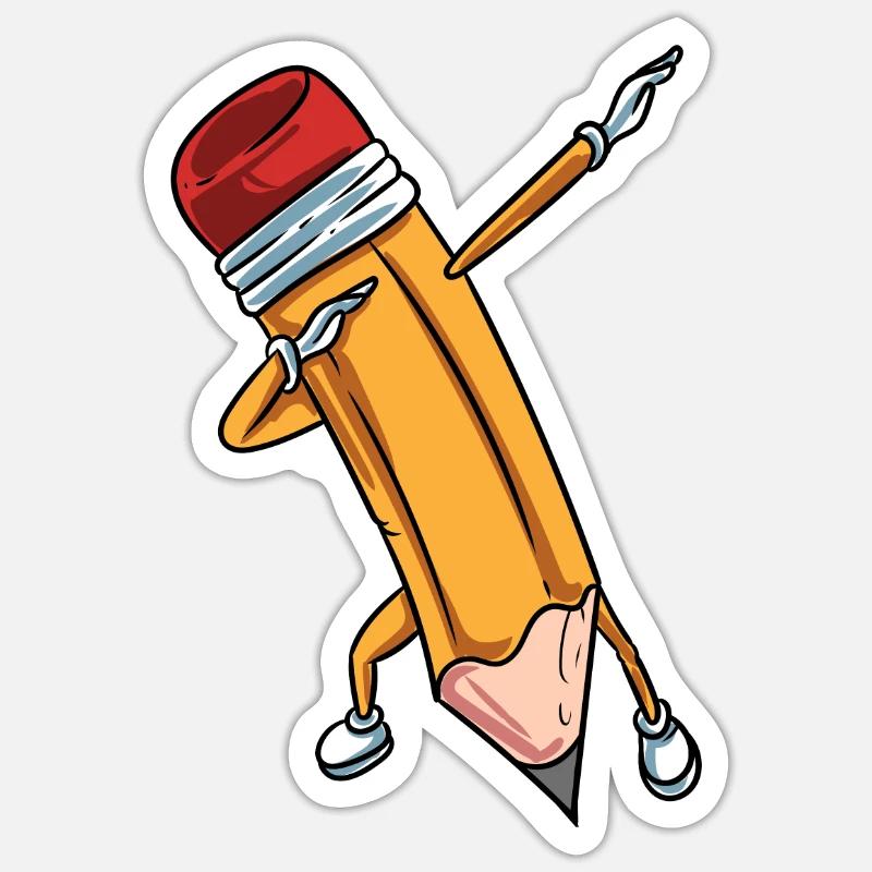 École de stylos à crayon - Sticker taille S (10 x 10 cm) - blanc mat
