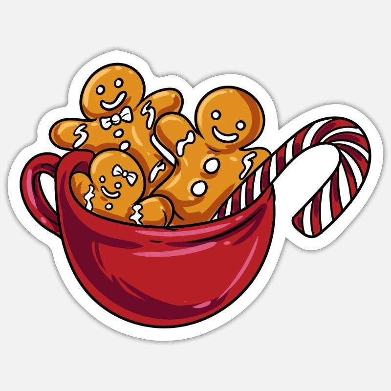 Tasse de Noël Gingerman - Sticker taille S (10 x 10 cm) - blanc mat