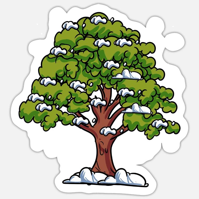 Eichenbaum Baum Wald - Sticker Größe S (10 x 10 cm) - Mattweiß