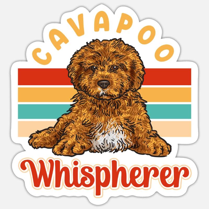 Cavapoo Cavoodle Capoodle Hund - Sticker Größe S (10 x 10 cm) - Mattweiß