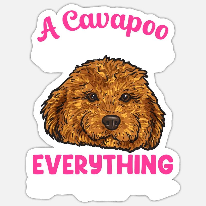 Cavapoo Cavoodle Capoodle Chien - Sticker taille S (10 x 10 cm) - blanc mat