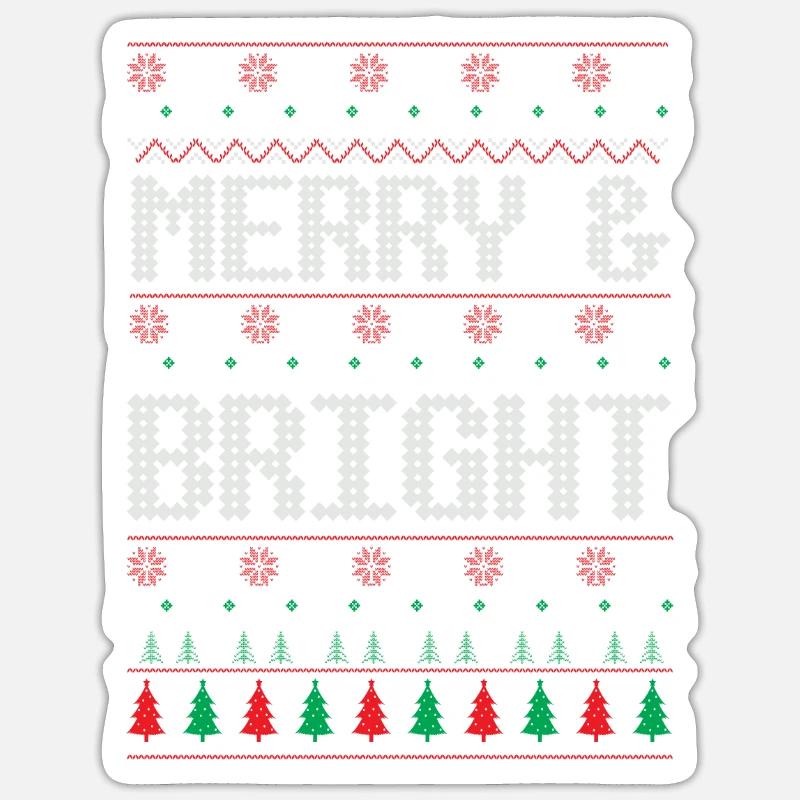 Fröhlicher und brigger hässlicher Weihnachtspullover Sticker Größe S (10 x 10 cm)