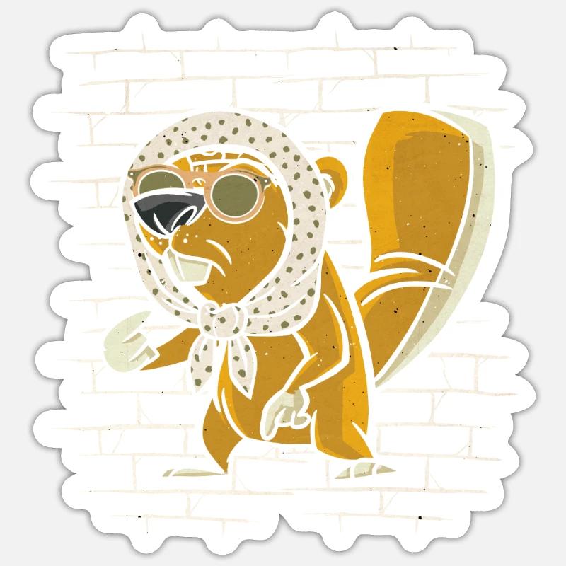 Castor - Sticker taille S (10 x 10 cm) - blanc mat