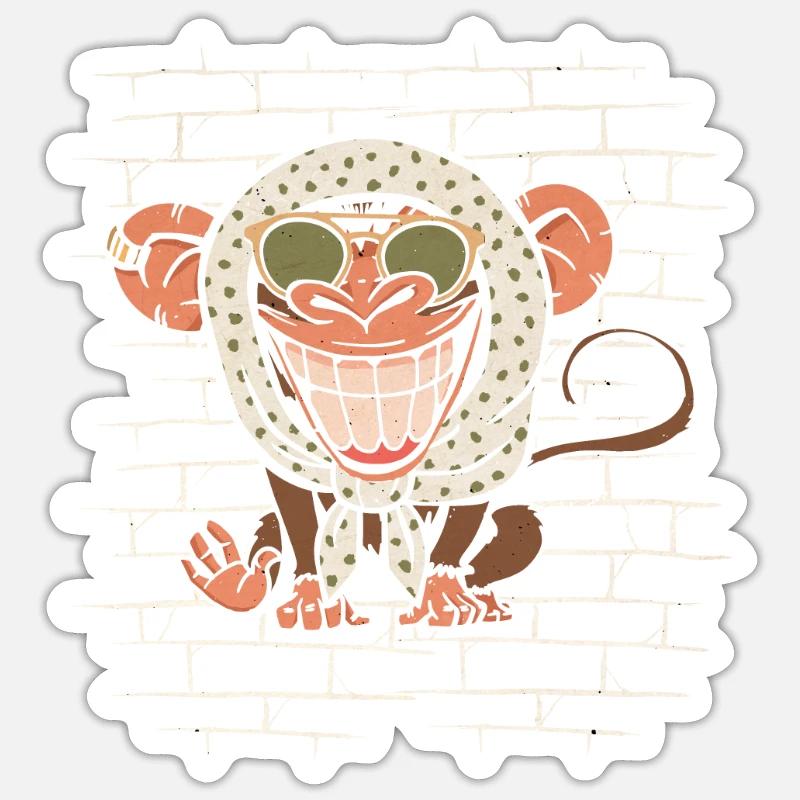 Singe - Sticker taille S (10 x 10 cm) - blanc mat