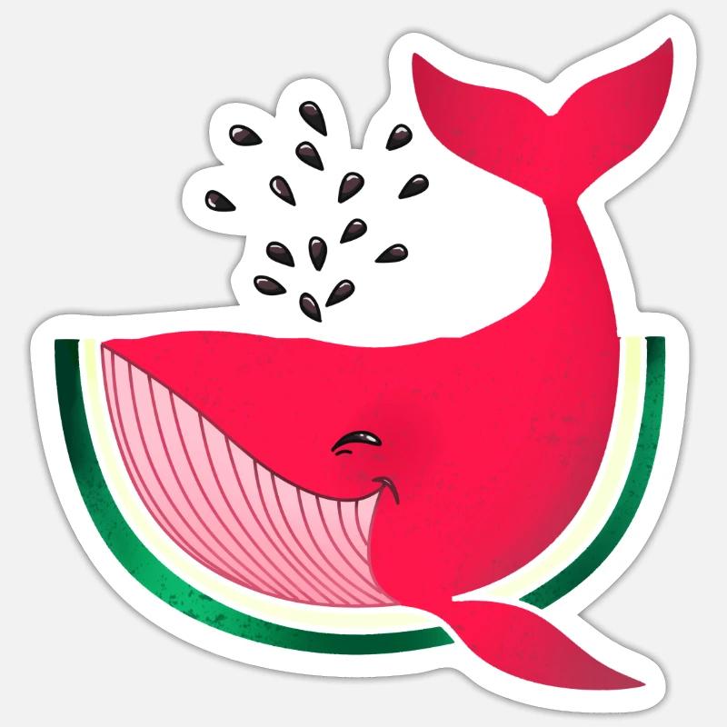 Fruit de melon d’eau - Sticker taille S (10 x 10 cm) - blanc mat