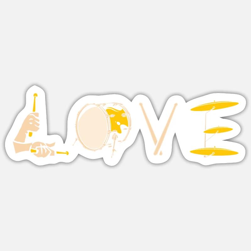 Drum Set Percussion Design - Sticker size S (10 x 10 cm) - white matte
