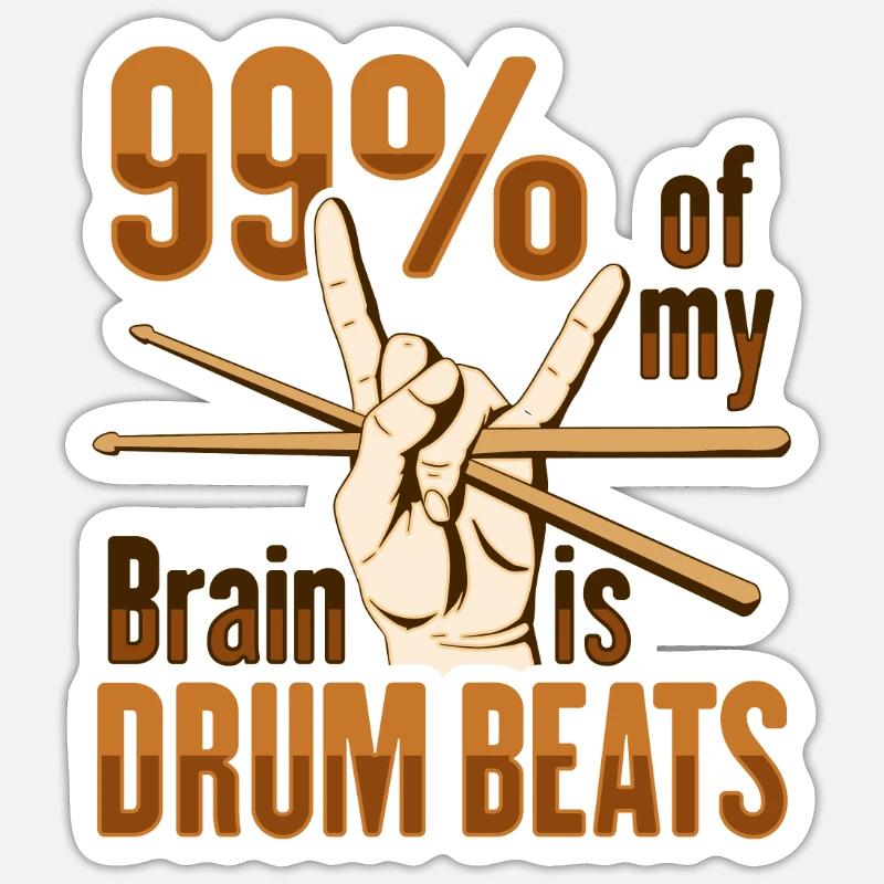 Drum Set Percussion Design - Sticker Größe S (10 x 10 cm) - Mattweiß