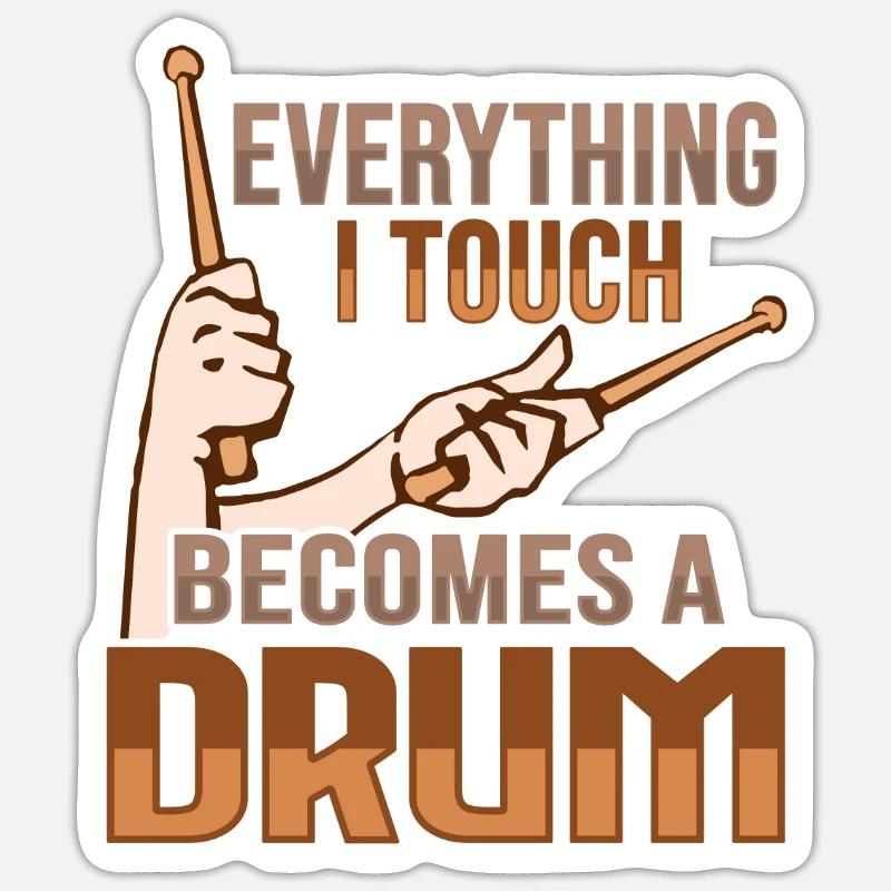 Drum Set Percussion Design - Sticker Größe S (10 x 10 cm) - Mattweiß