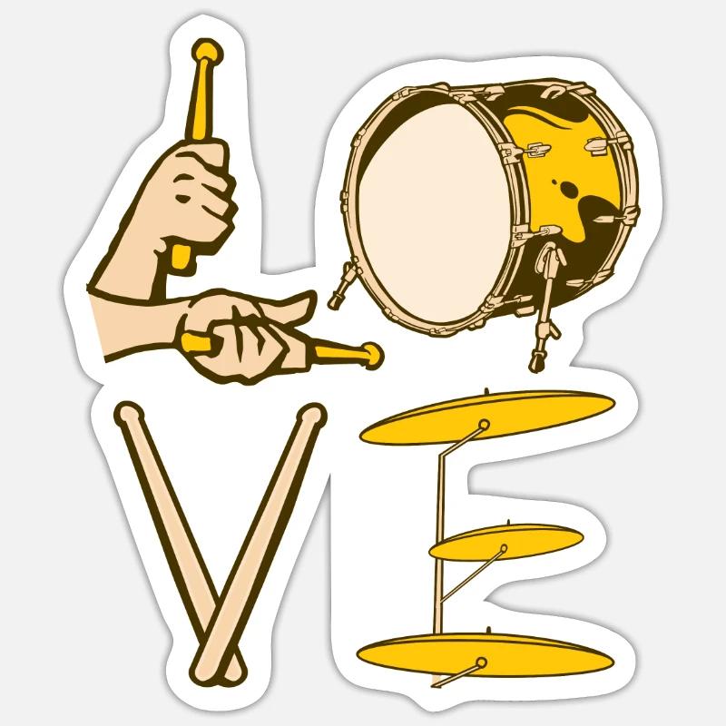 Drum Set Percussion Design - Sticker size S (10 x 10 cm) - white matte