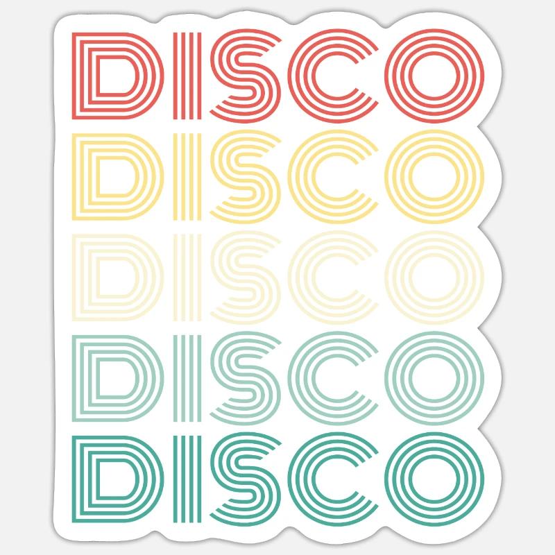 Disco - Retro repeating - Sticker size S (10 x 10 cm) - white matte