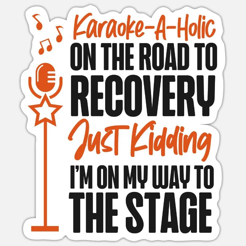 Karaoké Singer Karaoke-A-Holic On - Sticker taille S (10 x 10 cm) - blanc mat