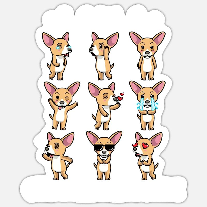 Chiweenie Chien - Sticker taille S (10 x 10 cm) - blanc mat