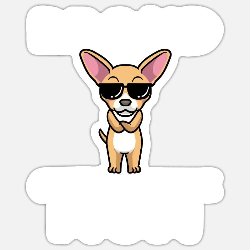 Chiweenie Chien - Sticker taille S (10 x 10 cm) - blanc mat